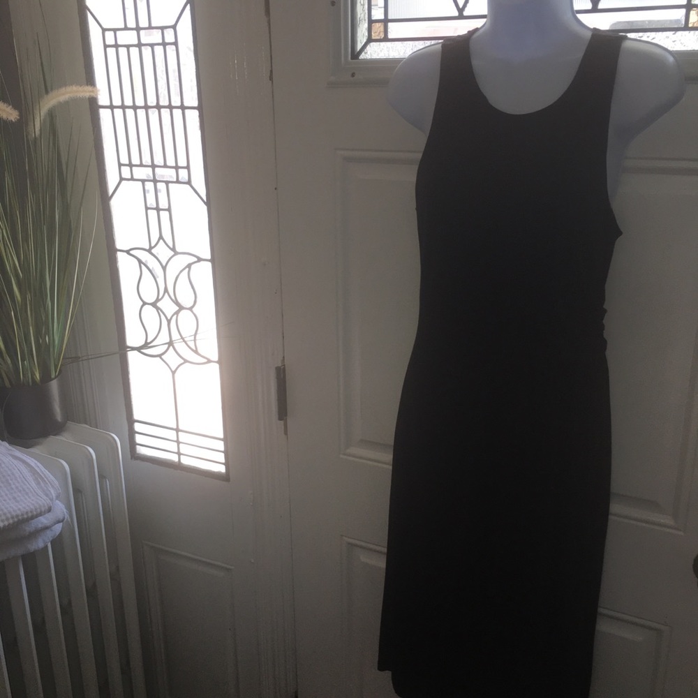 LNWOT LOFT Lined Knit Black dress with Twist Detail Waist
